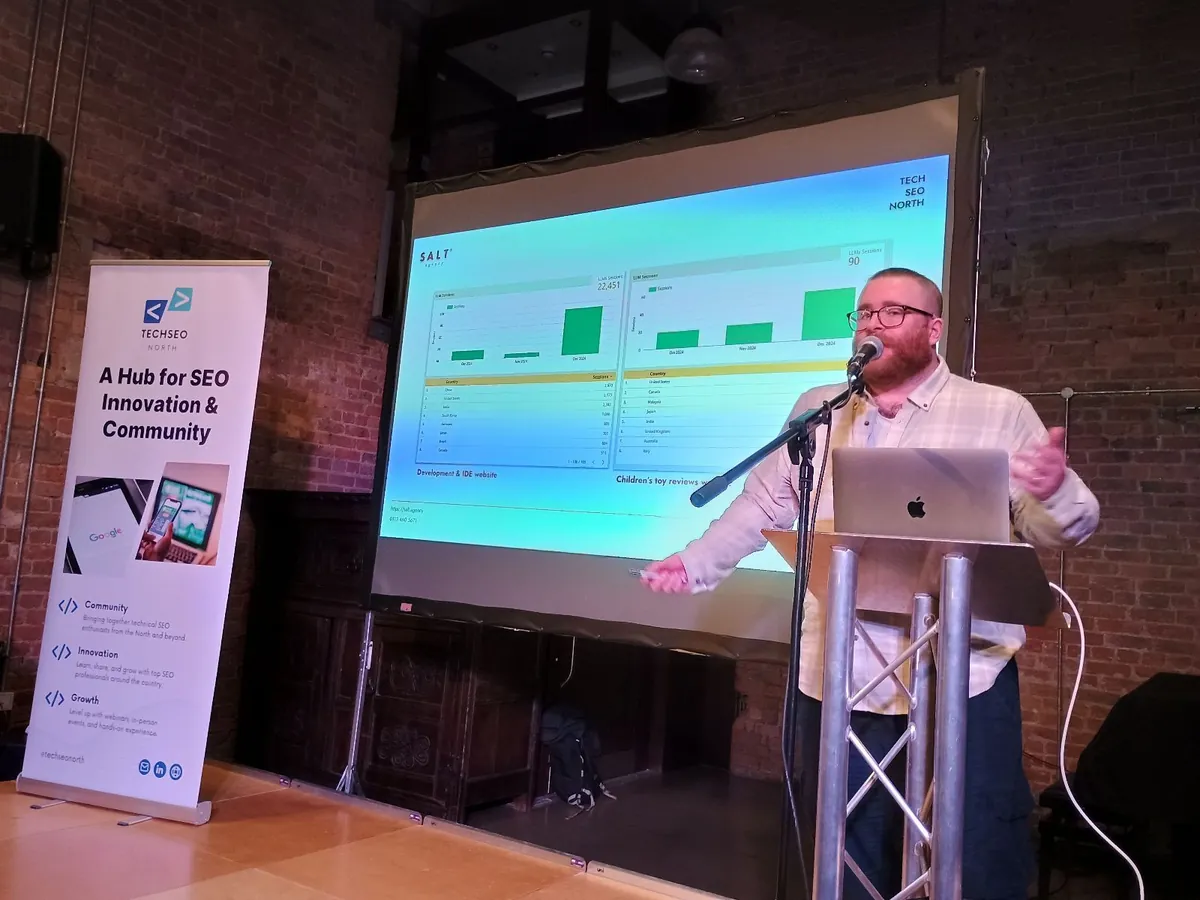 A TSN speaker presenting data slides at the brick venue