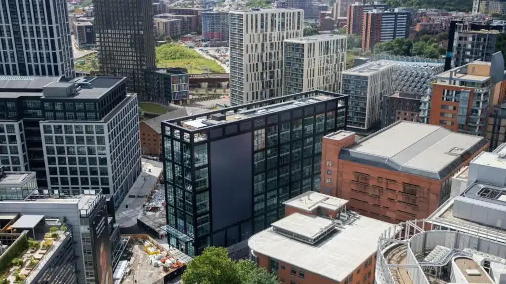 Aerial view of the WPP campus in central Manchester